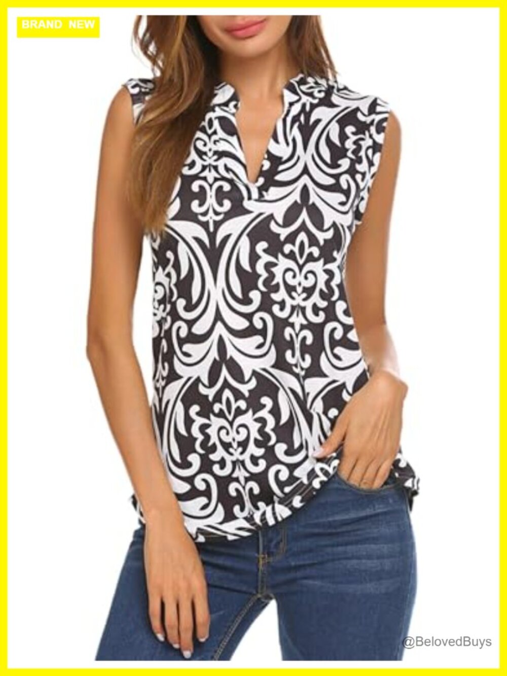 Sleeveless Floral Print V Neck Tunic Tank Top Blouse Shirt